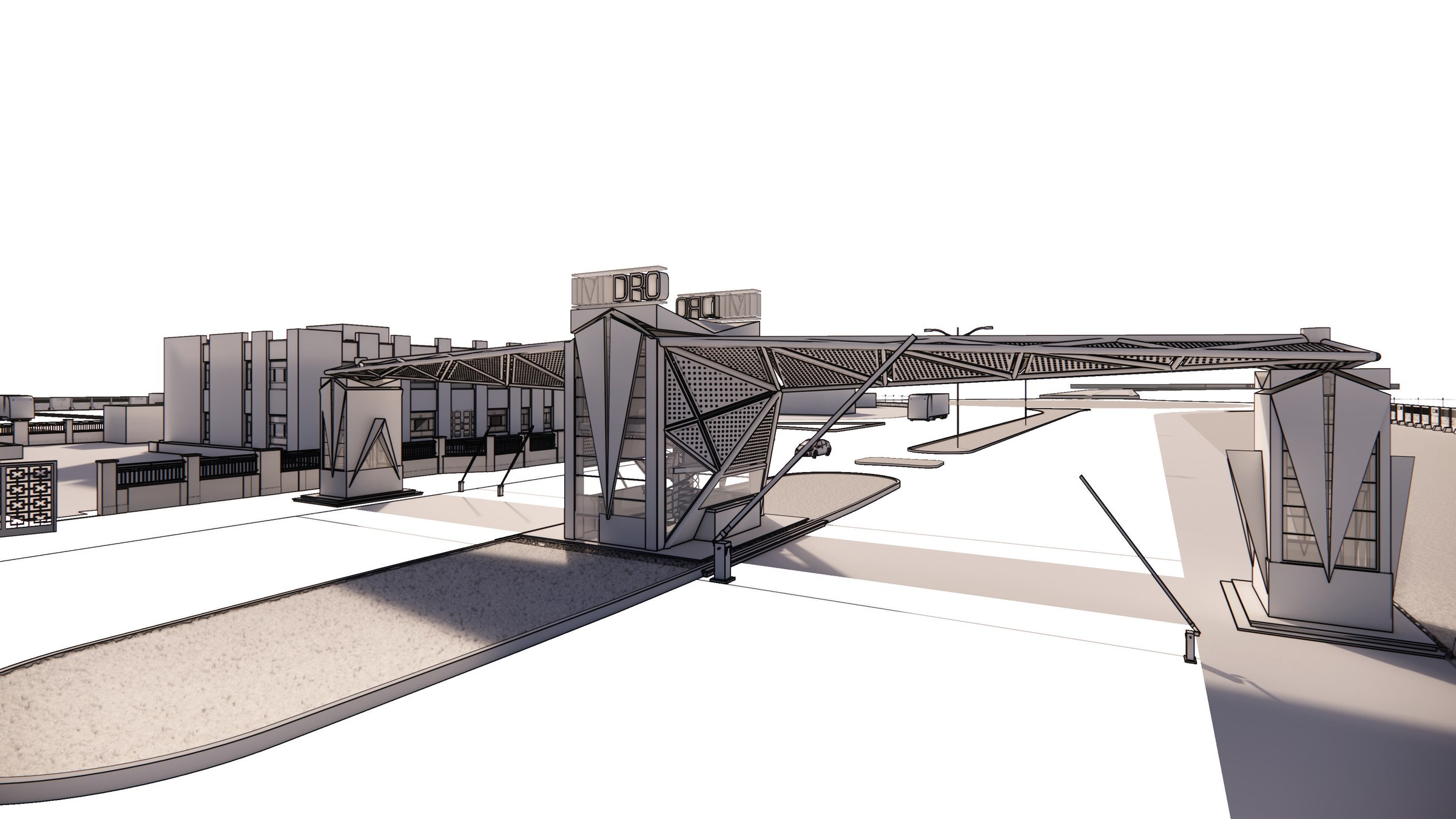Model view of the gate and canopy