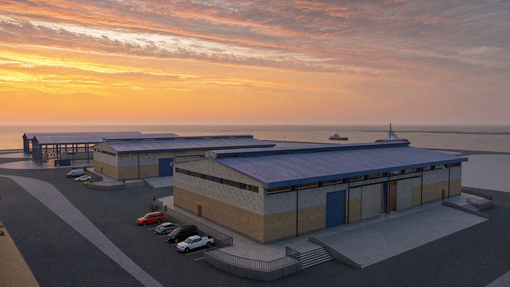 The complex at sunset