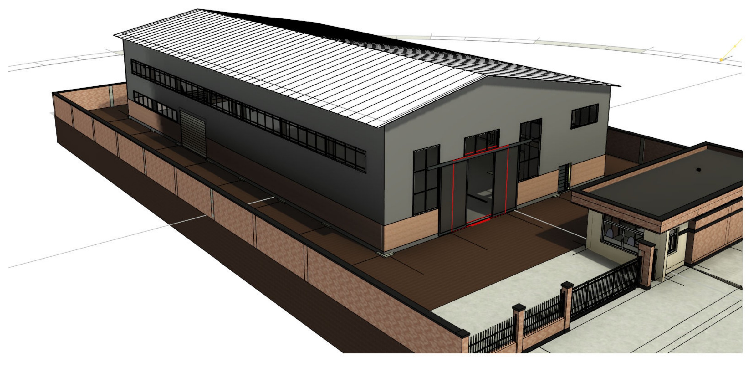 Model view from the entrance side
